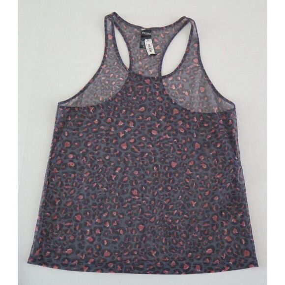 Victoria Sport 11121920 Women's Sz S Charcoal w/Leopard Print Mesh Tank Top - Picture 1 of 4